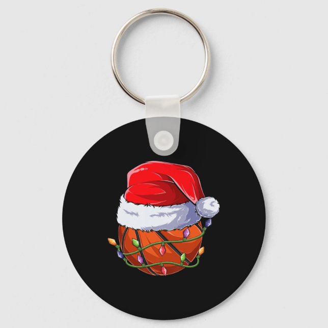 Basketball Christmas Boy Apparel, Funny Santa Srt  Nyckelring (Framsida)