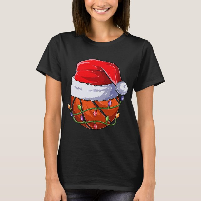 Basketball Christmas Boy Apparel, Funny Santa Srt  T Shirt (Framsida)