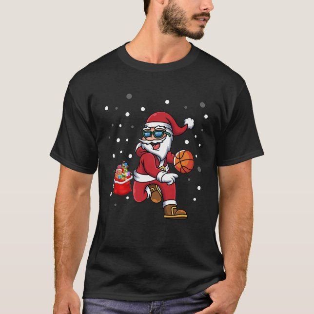Basketball Christmas Pyjamas Matching Family  Xmas T Shirt (Framsida)