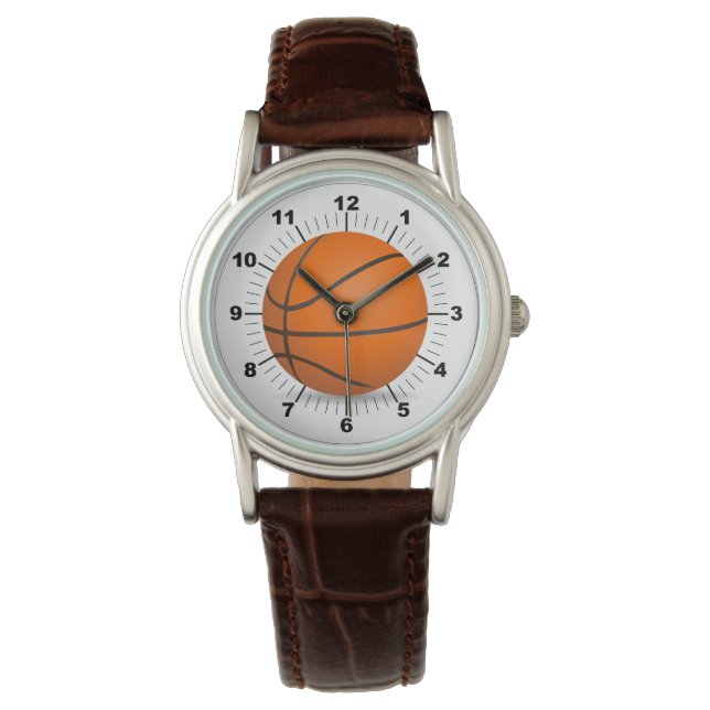 Basketball Classic Brown Leather Watch Armbandsur (Framsida)