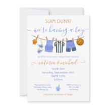 Basketball Clothesline Baby Shower-inbjudan