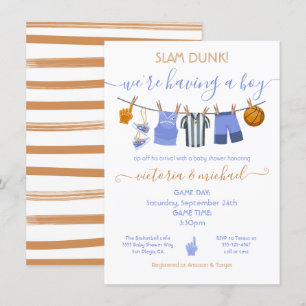 Basketball Clothesline Baby Shower-inbjudan Inbjudningar
