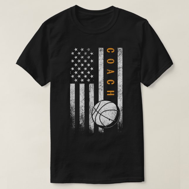 Basketball Coach American Flagga Basketball Traine T Shirt (Design framsida)