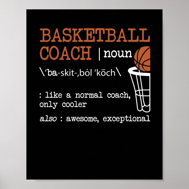 Basketball Coach Definition Bball Coach Funny Poster (Framsidan)