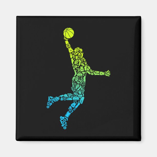 Basketball Coach Dunking Kids Manar Boys Basketbal Magnet (Framsidan)
