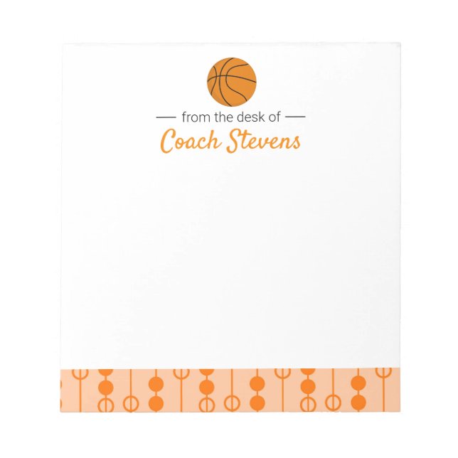 Basketball Coach Gift Orange Black Stationery Anteckningsblock (Framsida)