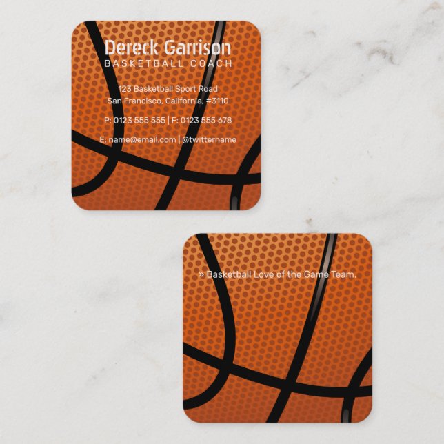 Basketball Coach | Idrott Fyrkantigt Visitkort (Fram/baksida)
