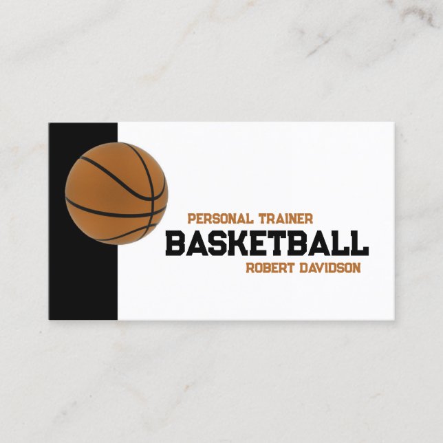 Basketball Coach Lessons Black & White Card Visitkort (Framsida)