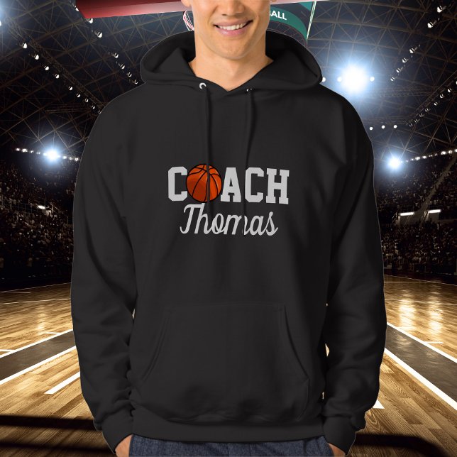 Basketball Coach Namn Boll Typography Personlig Hoodie (Skapare uppladdad)