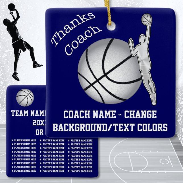 Basketball Coach Ornament. Ändra FÄRG och text, Julgransprydnad Keramik (Basketball Coach Ornament. Personalized basketball coach gifts. Basketball coach presents. Navy Blue)