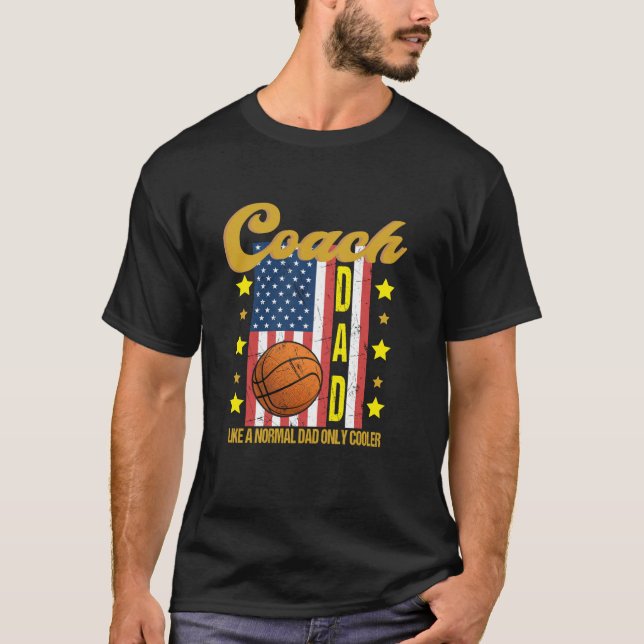 Basketball Coach Pappa som en vanlig Pappa-kylare T Shirt (Framsida)