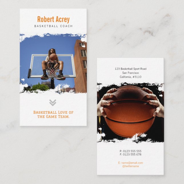Basketball Coach | Professionell Player Visitkort (Fram/baksida)