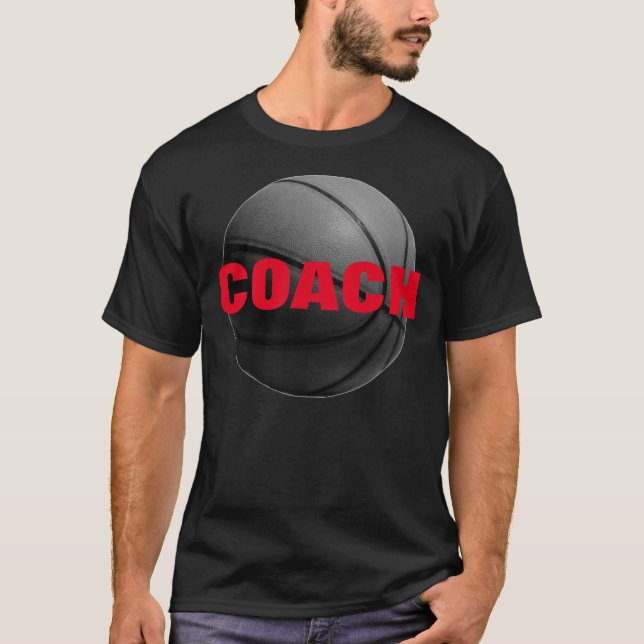 Basketball Coach T-Shirt - Black Red Tees (Framsida)