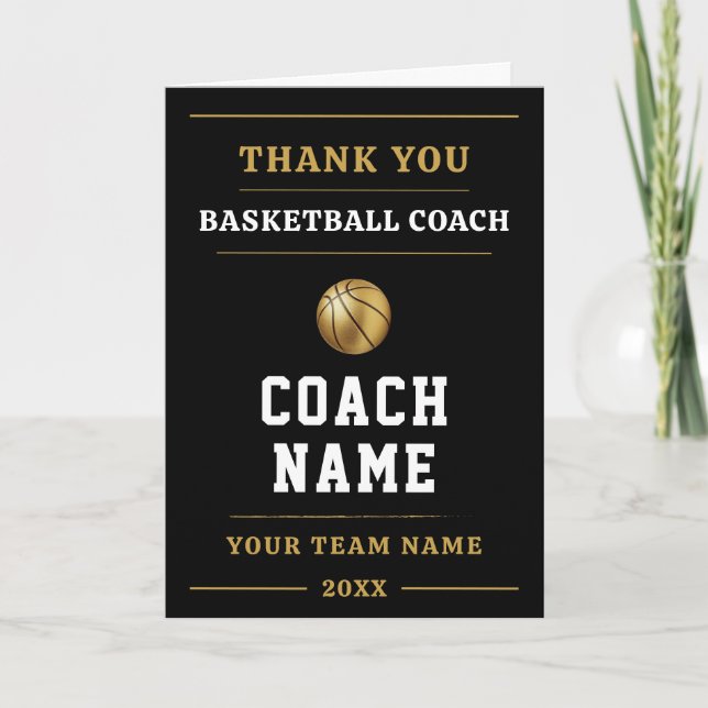 Basketball Coach Team Appreciation Gift Tack Kort (Framsida)