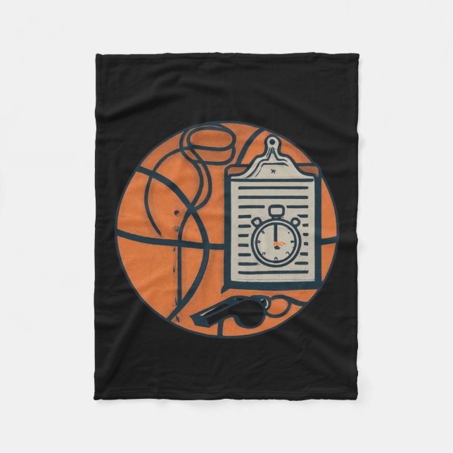 Basketball Coach Whistle Clipboard Stopwatch Fleecefilt (Framsidan)