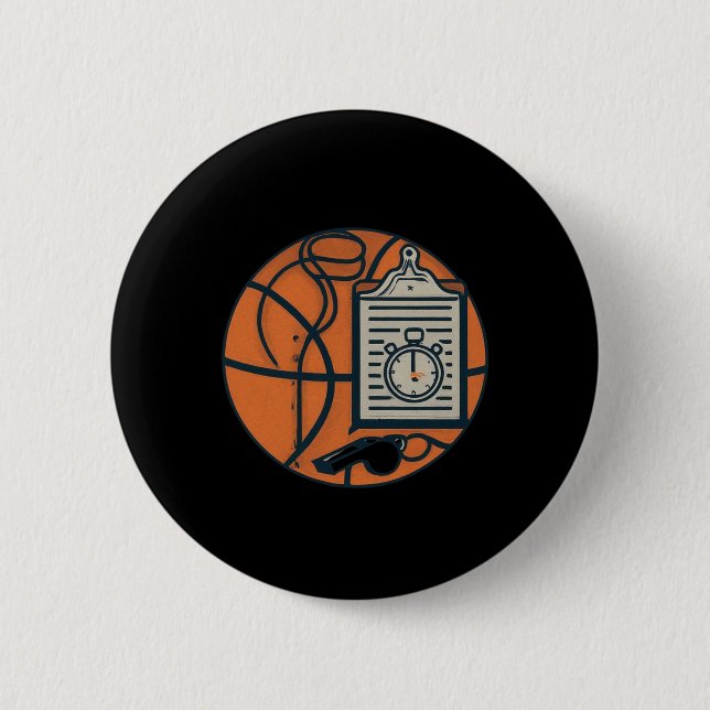 Basketball Coach Whistle Clipboard Stopwatch Knapp (Framsida)