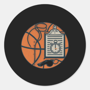 Basketball Coach Whistle Clipboard Stopwatch Runt Klistermärke