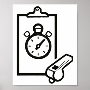 Basketball Coach Whistle Stopwatch Poster