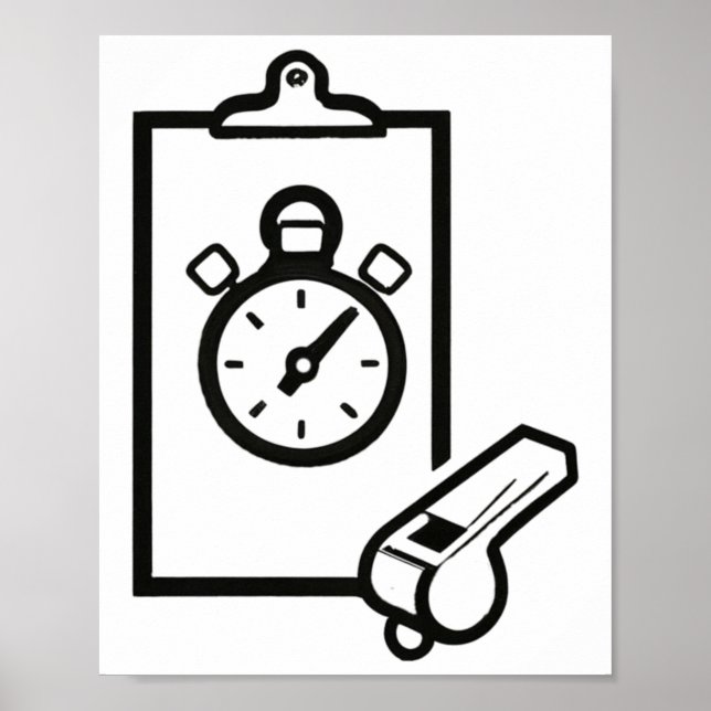 Basketball Coach Whistle Stopwatch Poster (Framsidan)