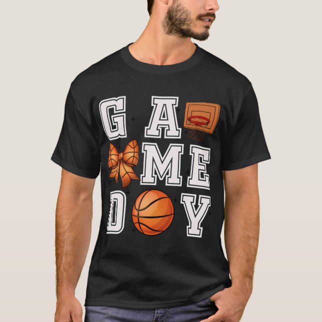 Basketball Coquette Bow Cute Gameday Cheer Mamma S T Shirt (Framsida)