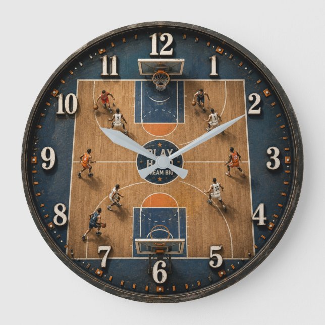 Basketball Court  Player Coach & Athlete Gift Stor Klocka (Framsida)