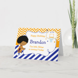 Basketball Cute African American Födelsedagsfest Kort