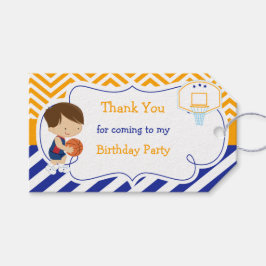 Basketball Cute Brown Hair Boy Gift Märkre Presentetikett