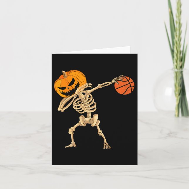 Basketball Dabbing Skeleton Manar Boys Halloween B Kort (Framsida)