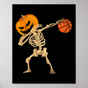 Basketball Dabbing Skeleton Manar Boys Halloween B Poster