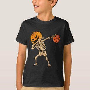 Basketball Dabbing Skeleton Manar Boys Halloween B T Shirt