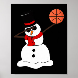 Basketball Dabbing Snögubbe Light Julbasketb Poster