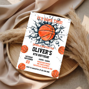 Basketball Det Är Speltid Sport Pojke Födelsedag Inbjudningar