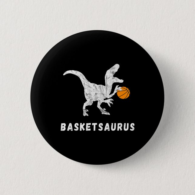 Basketball Dinosaur Baller T-rex Dino-uppspelnings Knapp (Framsida)