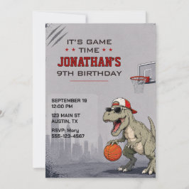 Basketball Dinosaur Födelsedagsinbjudan Inbjudningar