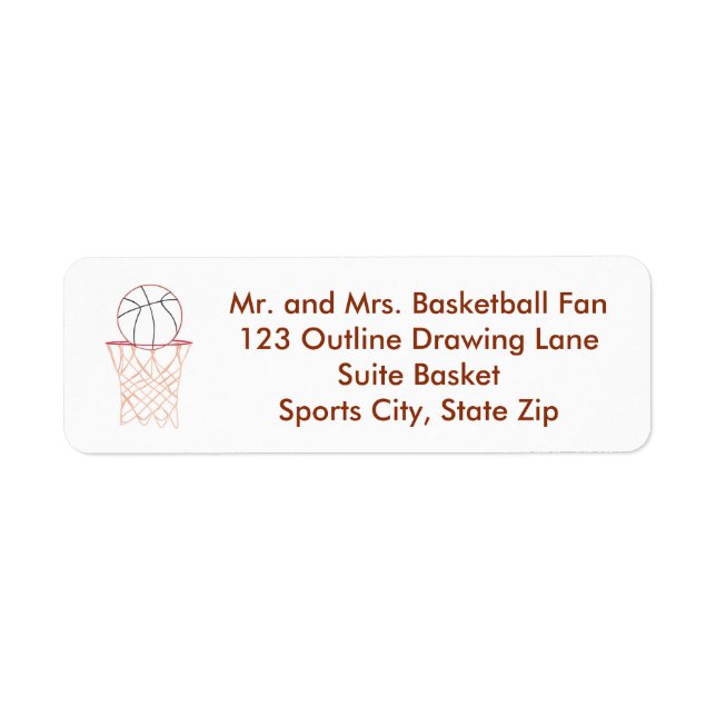 Basketball Disline Teckning Adressetiketter Returadress Etikett (Framsidan)