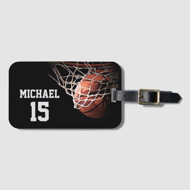 Basketball Ditt Namn Bagagebricka (Framsida horisontal)