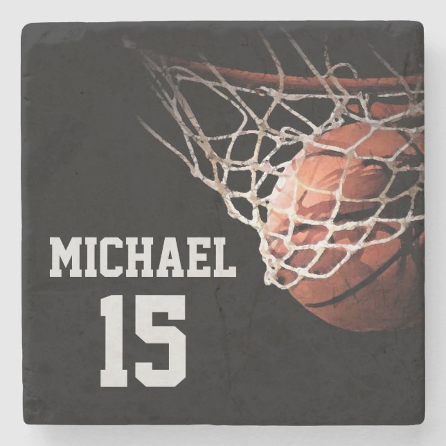 Basketball Ditt Namn Stenunderlägg (Framsidan)