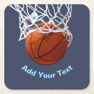 Basketball Ditt Namn Text Meddelande Slogan Anpass Underlägg Papper Kvadrat