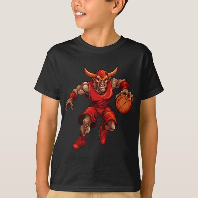 Basketball Djävulen T Shirt (Framsida)