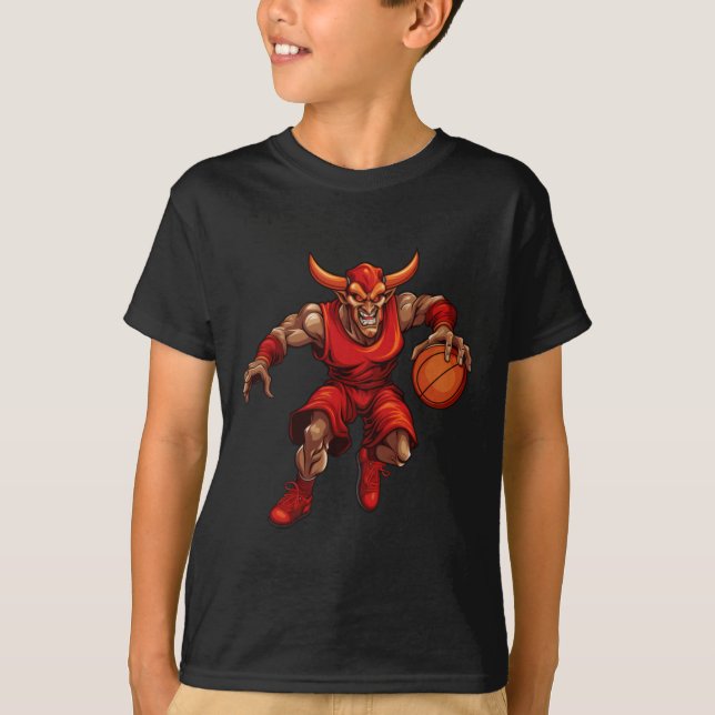 Basketball Djävulen T Shirt (Framsida)