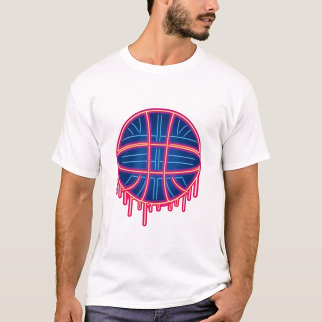 Basketball Drip Neon Basketball Graphics Basketbal T Shirt (Framsida)