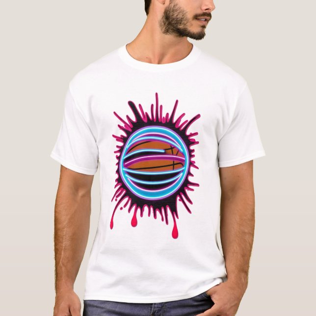 Basketball Drip Neon Basketball Graphics  T Shirt (Framsida)