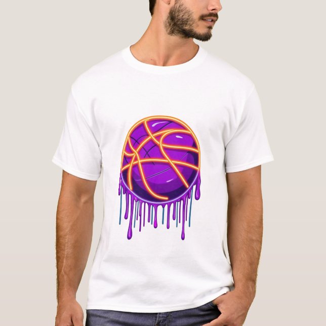 Basketball Drip Neon Basketball Graphics  T Shirt (Framsida)