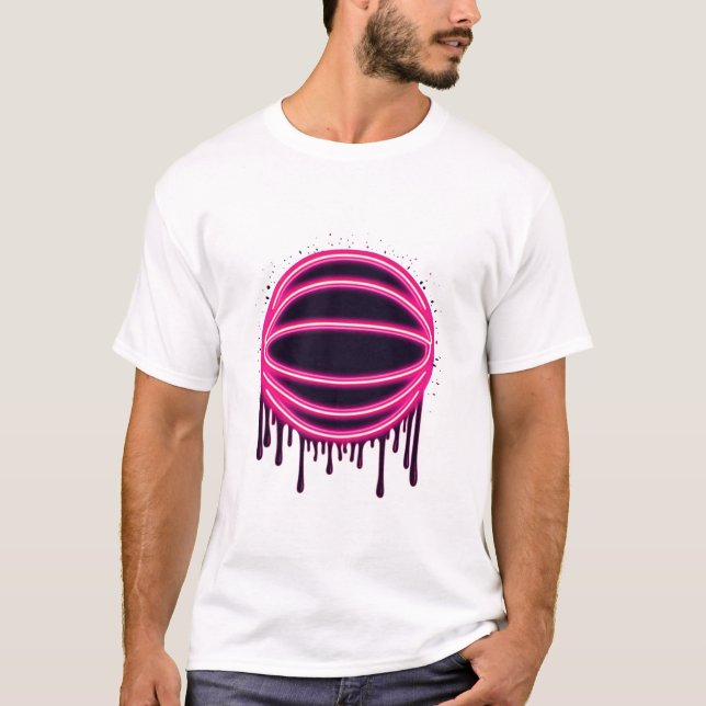 Basketball Drip Neon Basketball Graphics  T Shirt (Framsida)