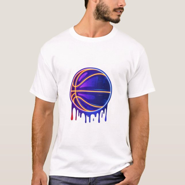 Basketball Drip Neon Basketball Graphics T Shirt (Framsida)