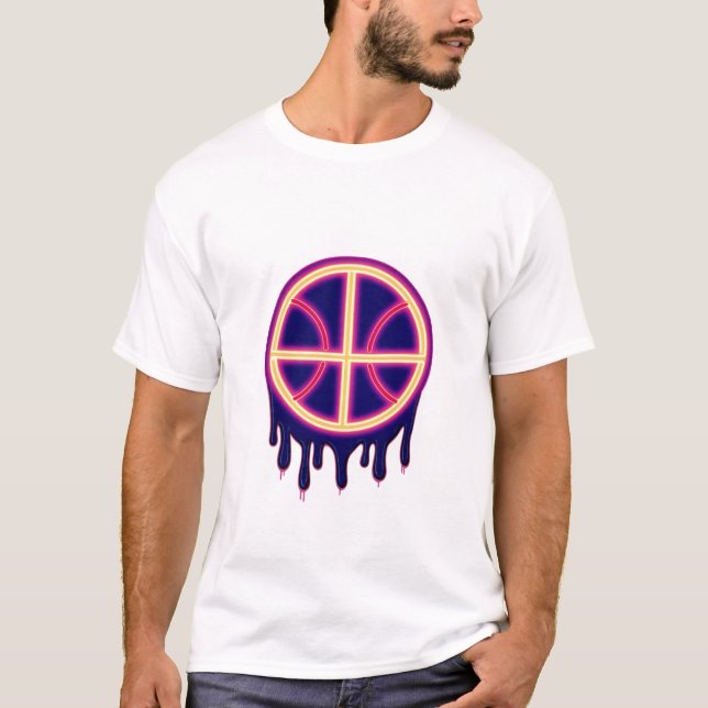 Basketball Drip Neon Basketball Graphics  T Shirt (Framsida)