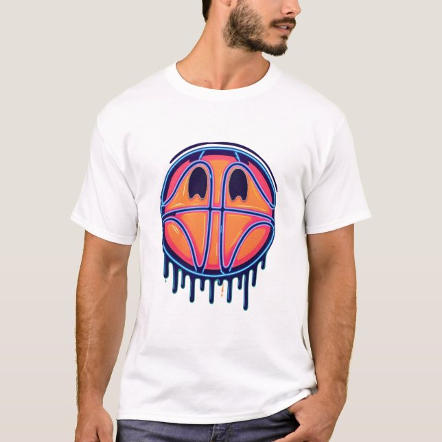 Basketball Drip Neon Basketball Graphics  T Shirt (Framsida)