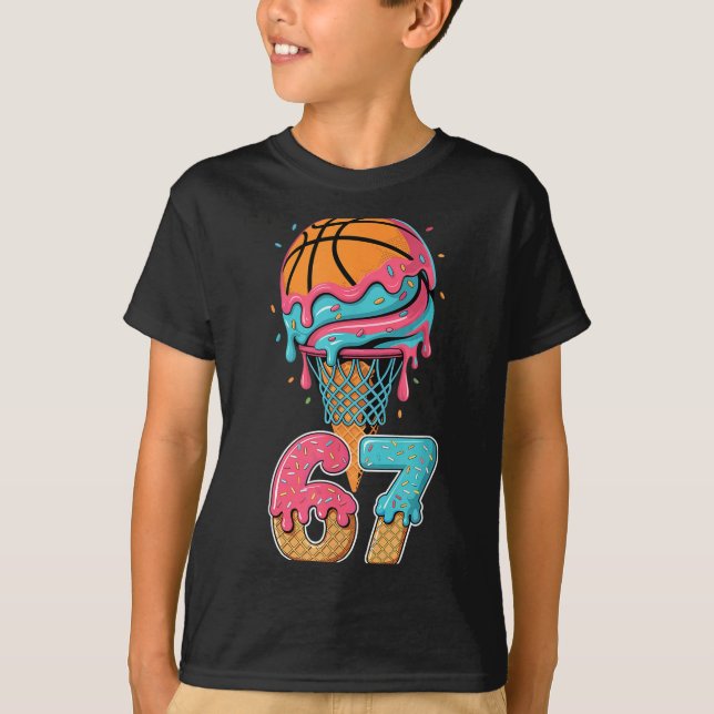 Basketball Drip Number 67 Player 67th Birthday Ice T Shirt (Framsida)