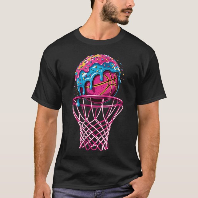 Basketball Drip Pojkar Strössel Glass Droppande  T Shirt (Framsida)