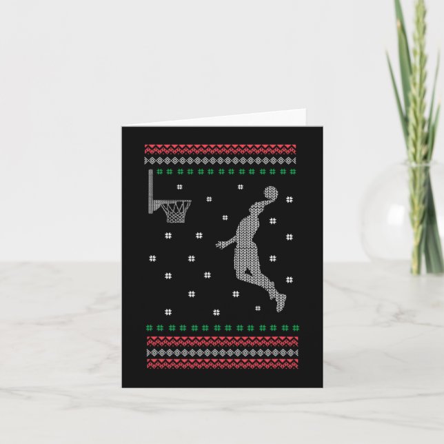 Basketball Dunking jul-Coolan Sport Ugly X-Mas Kort (Framsida)